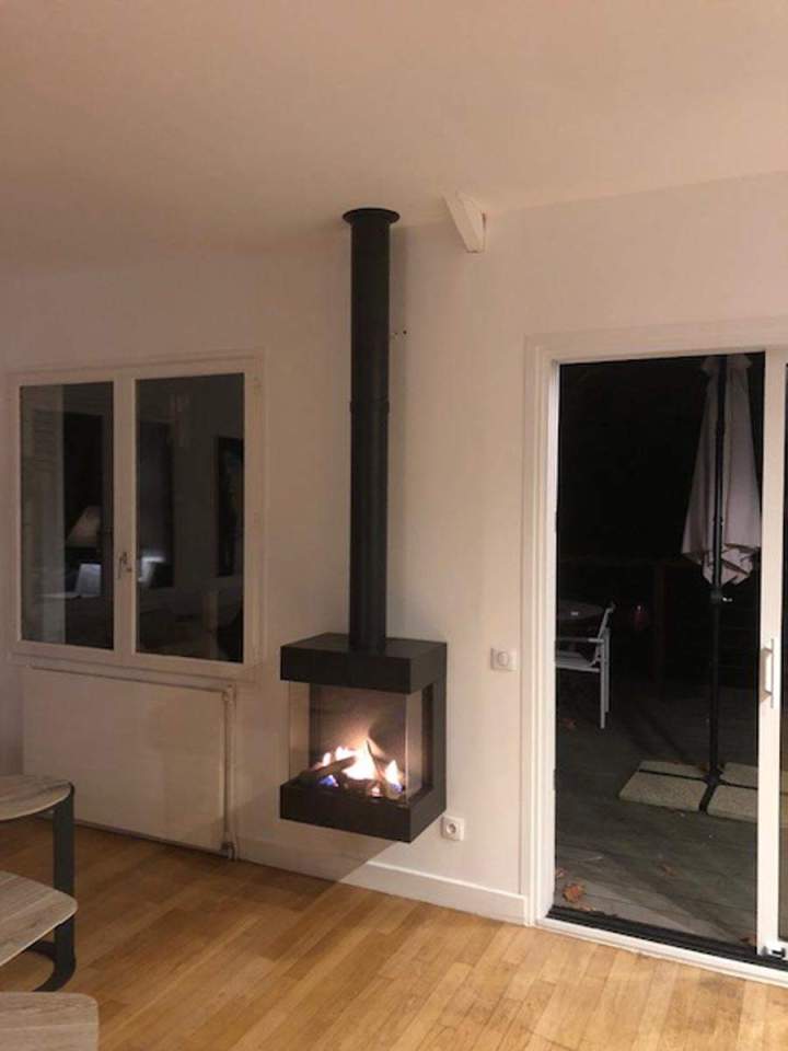Installation cheminée contemporaine Herblay